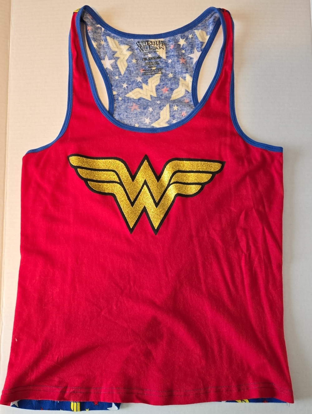 DC Comics Wonder Woman Costume Racerback Tank Top Juniors Plus 2XL 20 Red Blue